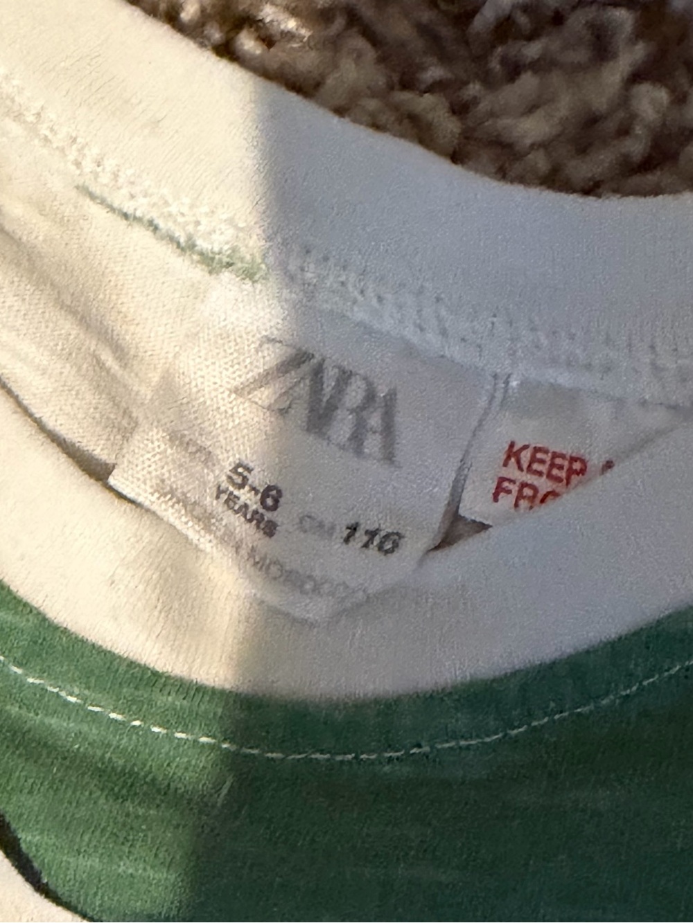ZARA Green & White Striped Kids T-Shirt - Picture 2 of 2